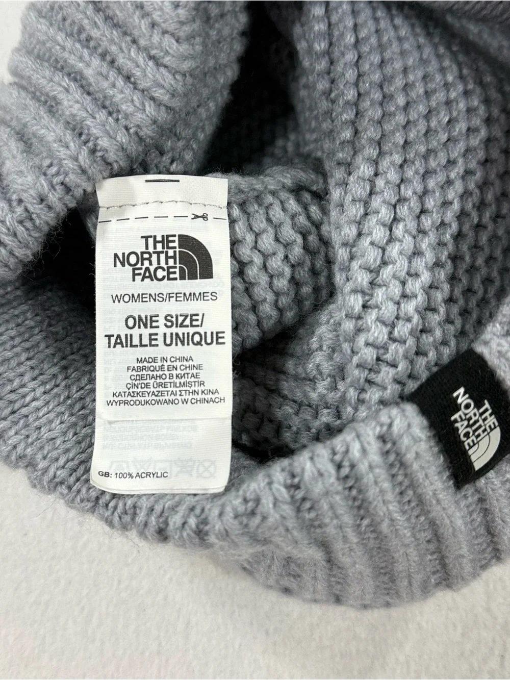 The North Face Women's Gray Purrl Stitch Beanie Knit Hat One Size